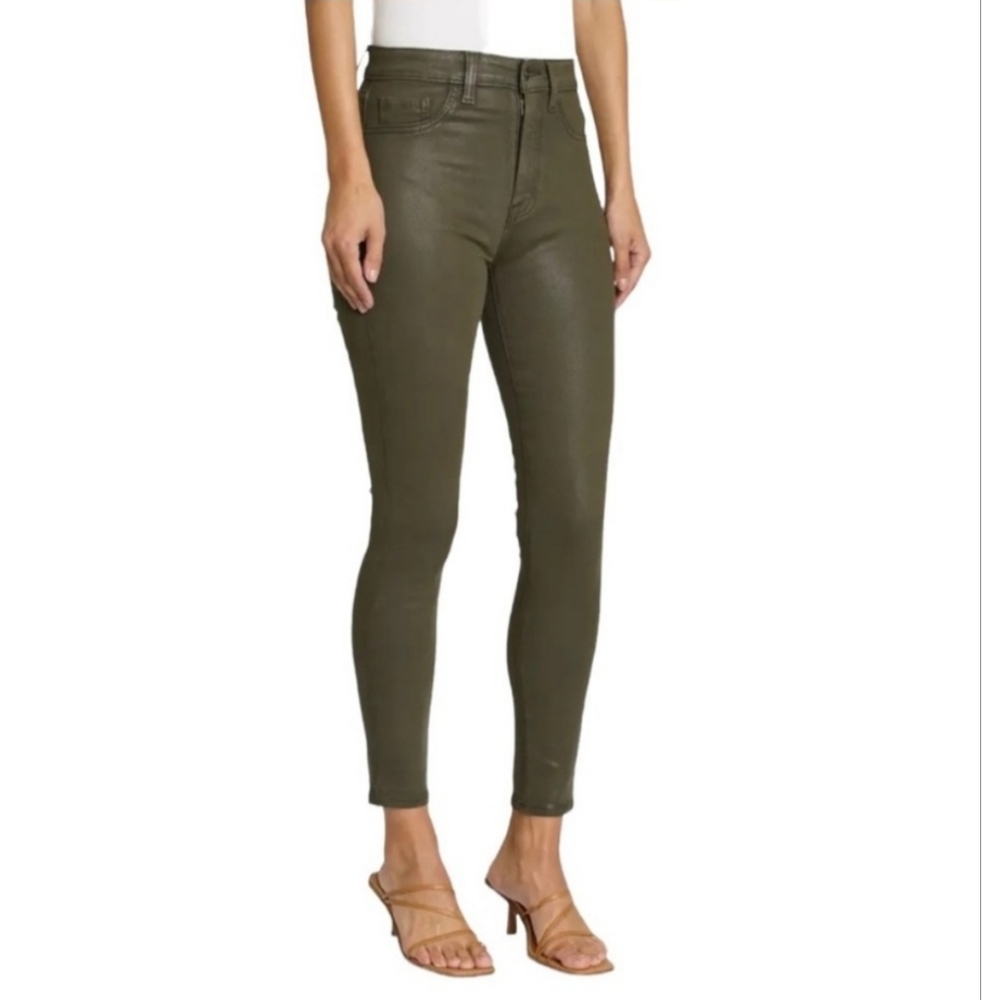 Pistola Women’s Coated Juniper Aline High Waist Skinny Jeans Dark Olive Green